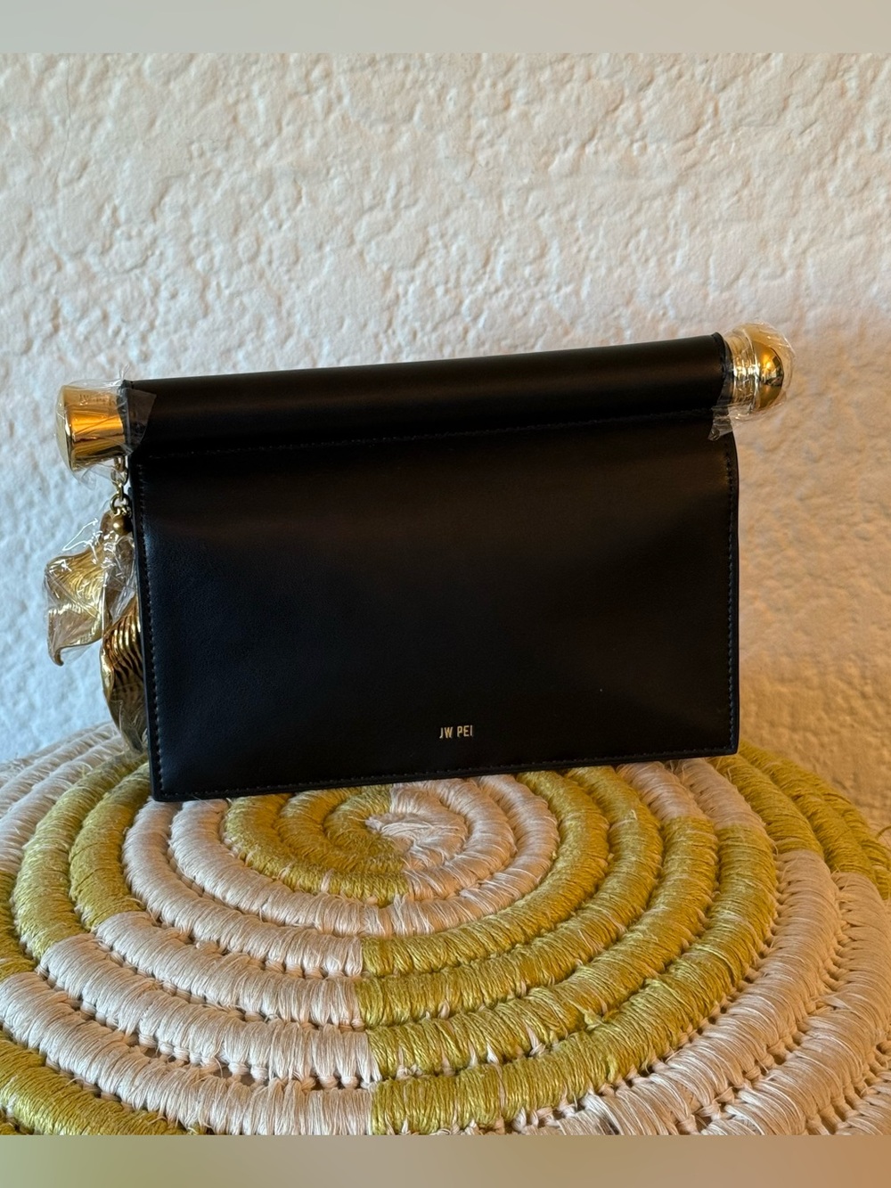 JW PEI Holly Metal Pendant Embellished Clutch Black